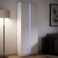 Thumbnail for Highboard mit LED-Beleuchtung Weiß 74x32,5x200 cm Holzwerkstoff
