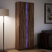 Thumbnail for Highboard mit LED-Beleuchtung Braun Eichen-Optik 74x32,5x200 cm