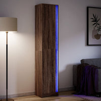 Thumbnail for Highboard mit LED-Beleuchtung Braun Eiche-Optik 41,5x32,5x200cm