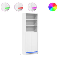 Thumbnail for Highboard mit LED-Beleuchtung Weiß 69x32,5x200 cm Holzwerkstoff