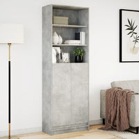 Thumbnail for Highboard mit LED-Beleuchtung Grau 69x32,5x200 cm Holzwerkstoff