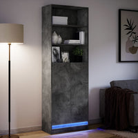 Thumbnail for Highboard mit LED-Beleuchtung Grau 69x32,5x200 cm Holzwerkstoff