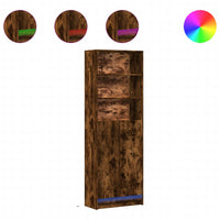 Thumbnail for Highboard mit LED-Beleuchtung Räuchereiche 69x32,5x200 cm