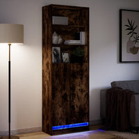 Thumbnail for Highboard mit LED-Beleuchtung Räuchereiche 69x32,5x200 cm