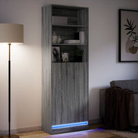 Thumbnail for Highboard mit LED-Beleuchtung Grau Sonoma 69x32,5x200 cm