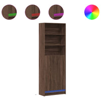 Thumbnail for Highboard mit LED-Beleuchtung Braun Eichen-Optik 69x32,5x200 cm