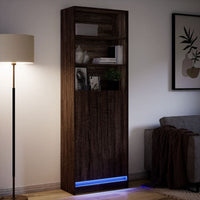 Thumbnail for Highboard mit LED-Beleuchtung Braun Eichen-Optik 69x32,5x200 cm