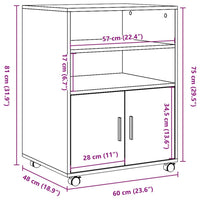 Thumbnail for Rollschrank Weiß 60x48x81 cm Holzwerkstoff