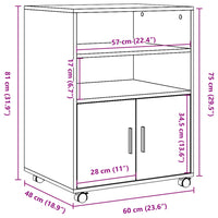 Thumbnail for Rollschrank Schwarz 60x48x81 cm Holzwerkstoff