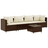Thumbnail for 5-tlg. Garten-Lounge-Set mit Kissen Braun Poly Rattan