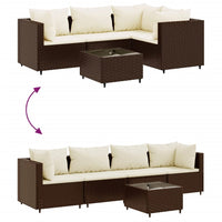 Thumbnail for 5-tlg. Garten-Lounge-Set mit Kissen Braun Poly Rattan