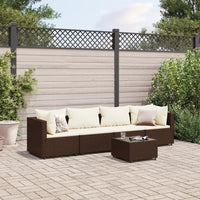 Thumbnail for 5-tlg. Garten-Lounge-Set mit Kissen Braun Poly Rattan
