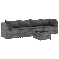 Thumbnail for 5-tlg. Garten-Lounge-Set mit Kissen Grau Poly Rattan