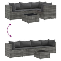 Thumbnail for 5-tlg. Garten-Lounge-Set mit Kissen Grau Poly Rattan