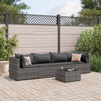Thumbnail for 5-tlg. Garten-Lounge-Set mit Kissen Grau Poly Rattan