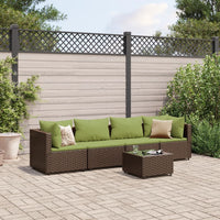 Thumbnail for 5-tlg. Garten-Lounge-Set mit Kissen Braun Poly Rattan