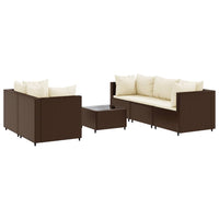 Thumbnail for 6-tlg. Garten-Lounge-Set mit Kissen Braun Poly Rattan