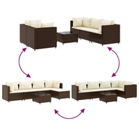 Thumbnail for 6-tlg. Garten-Lounge-Set mit Kissen Braun Poly Rattan