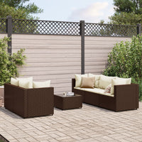 Thumbnail for 6-tlg. Garten-Lounge-Set mit Kissen Braun Poly Rattan