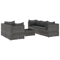 Thumbnail for 6-tlg. Garten-Lounge-Set mit Kissen Grau Poly Rattan