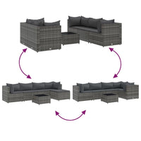 Thumbnail for 6-tlg. Garten-Lounge-Set mit Kissen Grau Poly Rattan
