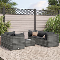 Thumbnail for 6-tlg. Garten-Lounge-Set mit Kissen Grau Poly Rattan