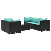 Thumbnail for 6-tlg. Garten-Lounge-Set mit Kissen Schwarz Poly Rattan