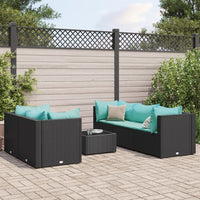 Thumbnail for 6-tlg. Garten-Lounge-Set mit Kissen Schwarz Poly Rattan