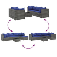 Thumbnail for 6-tlg. Garten-Lounge-Set mit Kissen Grau Poly Rattan