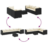 Thumbnail for 7-tlg. Garten-Lounge-Set mit Kissen Schwarz Poly Rattan