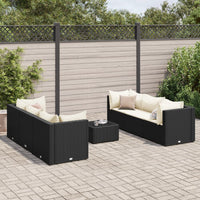 Thumbnail for 7-tlg. Garten-Lounge-Set mit Kissen Schwarz Poly Rattan