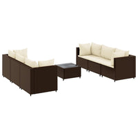 Thumbnail for 7-tlg. Garten-Lounge-Set mit Kissen Braun Poly Rattan