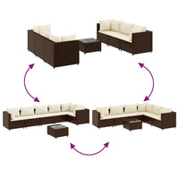 Thumbnail for 7-tlg. Garten-Lounge-Set mit Kissen Braun Poly Rattan