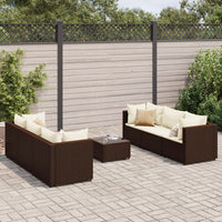 Thumbnail for 7-tlg. Garten-Lounge-Set mit Kissen Braun Poly Rattan