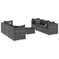 Thumbnail for 7-tlg. Garten-Lounge-Set mit Kissen Grau Poly Rattan