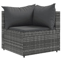 Thumbnail for 7-tlg. Garten-Lounge-Set mit Kissen Grau Poly Rattan
