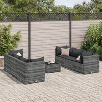 Thumbnail for 7-tlg. Garten-Lounge-Set mit Kissen Grau Poly Rattan