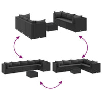 Thumbnail for 7-tlg. Garten-Lounge-Set mit Kissen Schwarz Poly Rattan