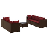 Thumbnail for 7-tlg. Garten-Lounge-Set mit Kissen Braun Poly Rattan