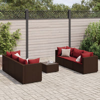 Thumbnail for 7-tlg. Garten-Lounge-Set mit Kissen Braun Poly Rattan