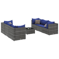 Thumbnail for 7-tlg. Garten-Lounge-Set mit Kissen Grau Poly Rattan