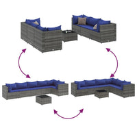 Thumbnail for 7-tlg. Garten-Lounge-Set mit Kissen Grau Poly Rattan