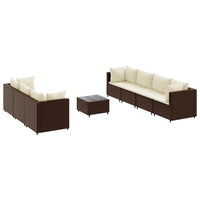 Thumbnail for 8-tlg. Garten-Lounge-Set mit Kissen Braun Poly Rattan