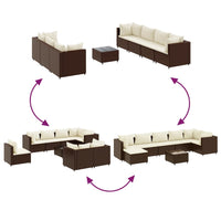 Thumbnail for 8-tlg. Garten-Lounge-Set mit Kissen Braun Poly Rattan