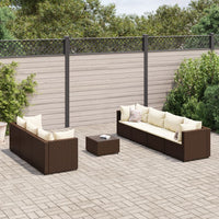 Thumbnail for 8-tlg. Garten-Lounge-Set mit Kissen Braun Poly Rattan