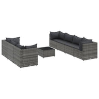 Thumbnail for 8-tlg. Garten-Lounge-Set mit Kissen Grau Poly Rattan