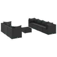 Thumbnail for 8-tlg. Garten-Lounge-Set mit Kissen Schwarz Poly Rattan