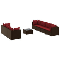 Thumbnail for 8-tlg. Garten-Lounge-Set mit Kissen Braun Poly Rattan