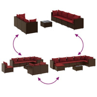 Thumbnail for 8-tlg. Garten-Lounge-Set mit Kissen Braun Poly Rattan