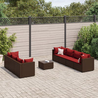 Thumbnail for 8-tlg. Garten-Lounge-Set mit Kissen Braun Poly Rattan